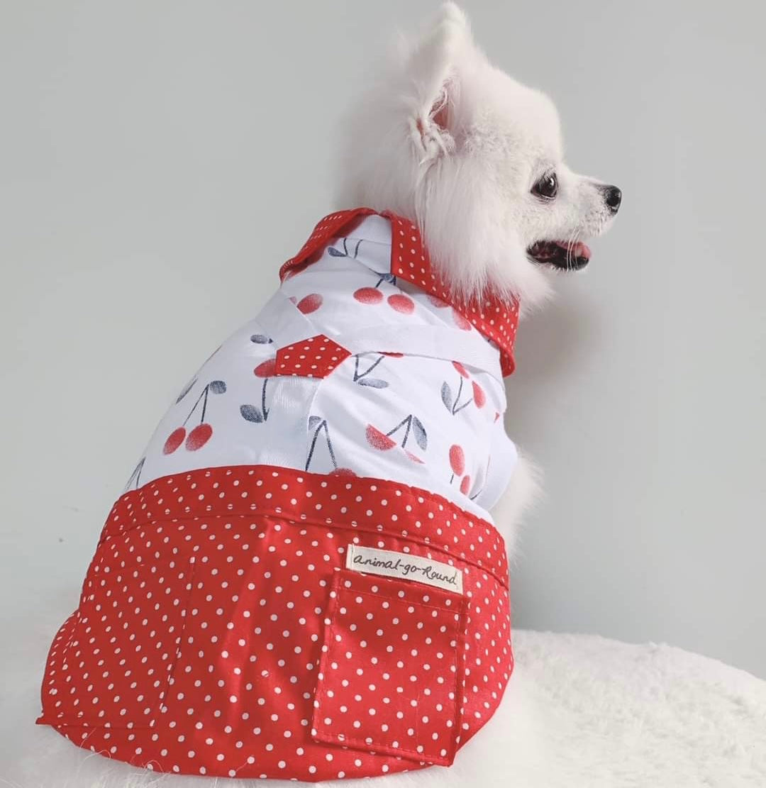 Animal-Go-Round เสื้อผ้าเครื่องแต่งกาย สัตว์เลี้ยง, หมา, แมว, สุนัข รุ่น Cherry Dot Boy