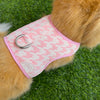 Waggles Houndstooth Pink เสื้อผ้า ชุดรัดอก สายจูง สุนัข, หมา, แมว, สัตว์เลี้ยง ขนาดเล็ก - ขนาดกลาง พร้อม สายจูง