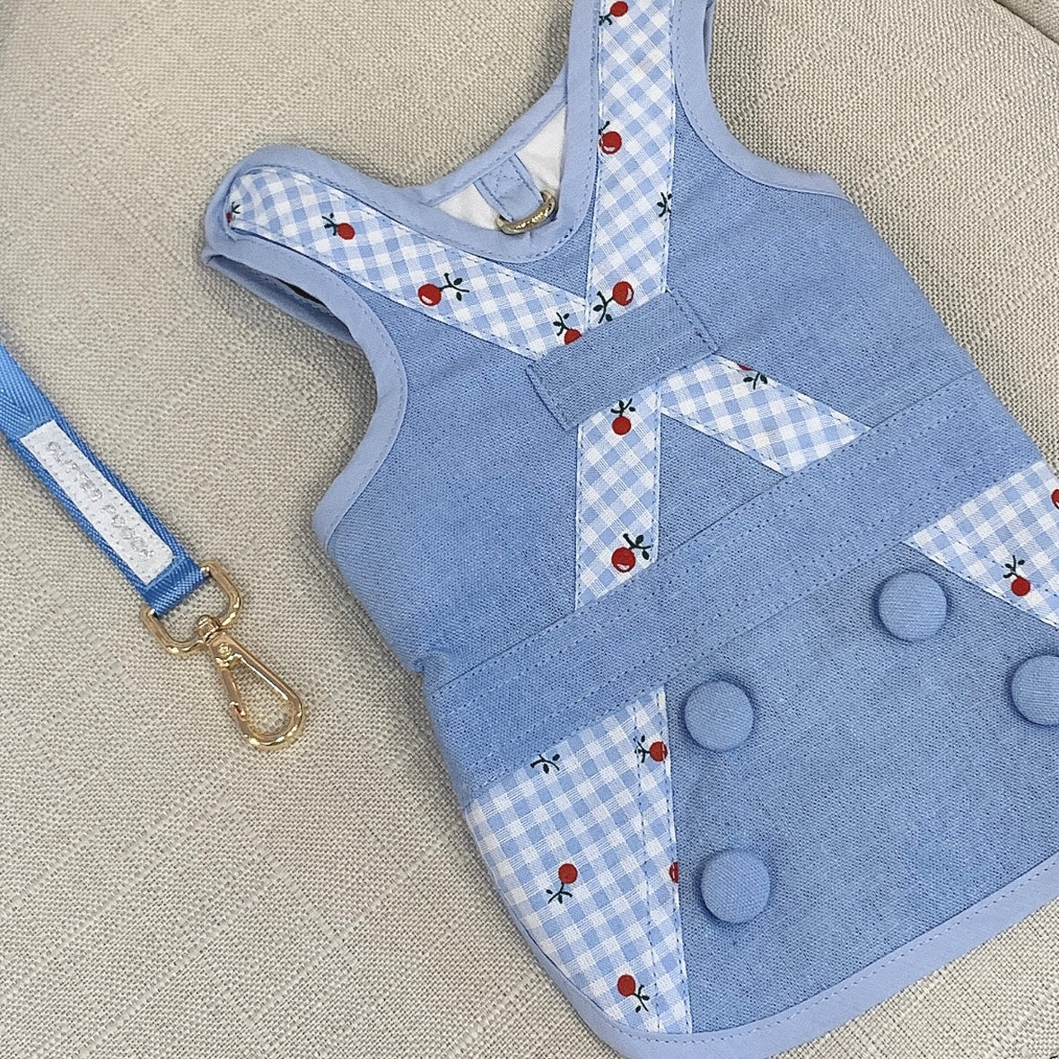 Glitter Pooch ชุดรัดอก สายจูง เสื้อผ้า สุนัข, หมา, แมว, สัตว์เลี้ยง พร้อม สายจูง รุ่น Let's Picnic Boy
