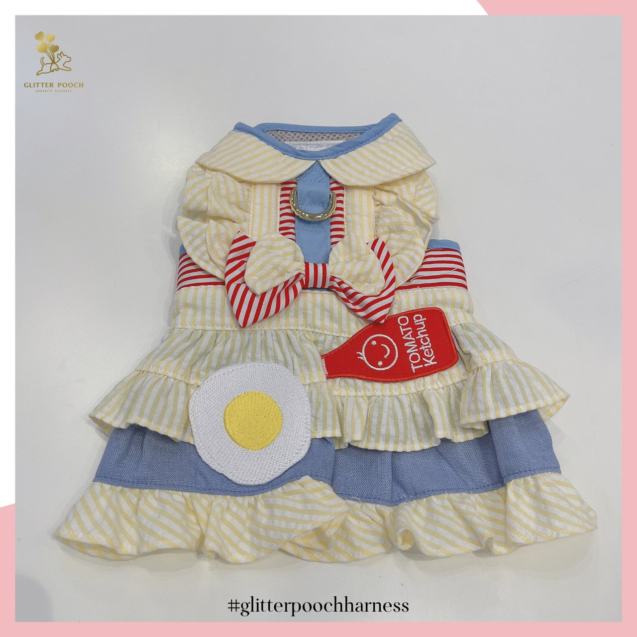 Glitter Pooch ชุดรัดอก สายจูง เสื้อผ้า สุนัข, หมา, แมว, สัตว์เลี้ยง พร้อม สายจูง รุ่น Breakfast Dates Girl