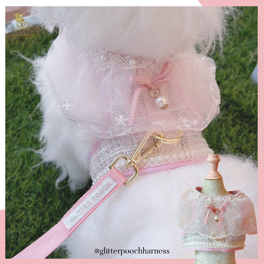 Glitter Pooch ชุดรัดอก สายจูง เสื้อผ้า สุนัข, หมา, แมว, สัตว์เลี้ยง พร้อม สายจูง รุ่น Baby Rose'
