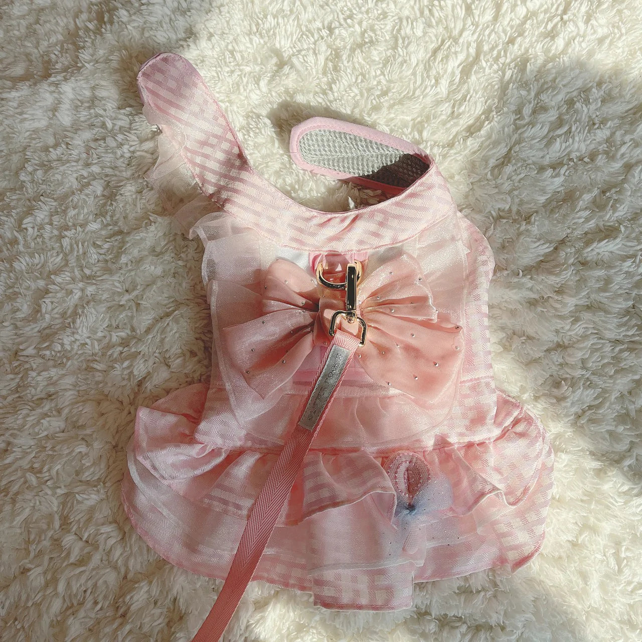 Glitter Pooch Harness ชุดรัดอก สายจูง เสื้อผ้า สุนัข, หมา, แมว, สัตว์เลี้ยง พร้อม สายจูง รุ่น Sweetie Lollipop Pink