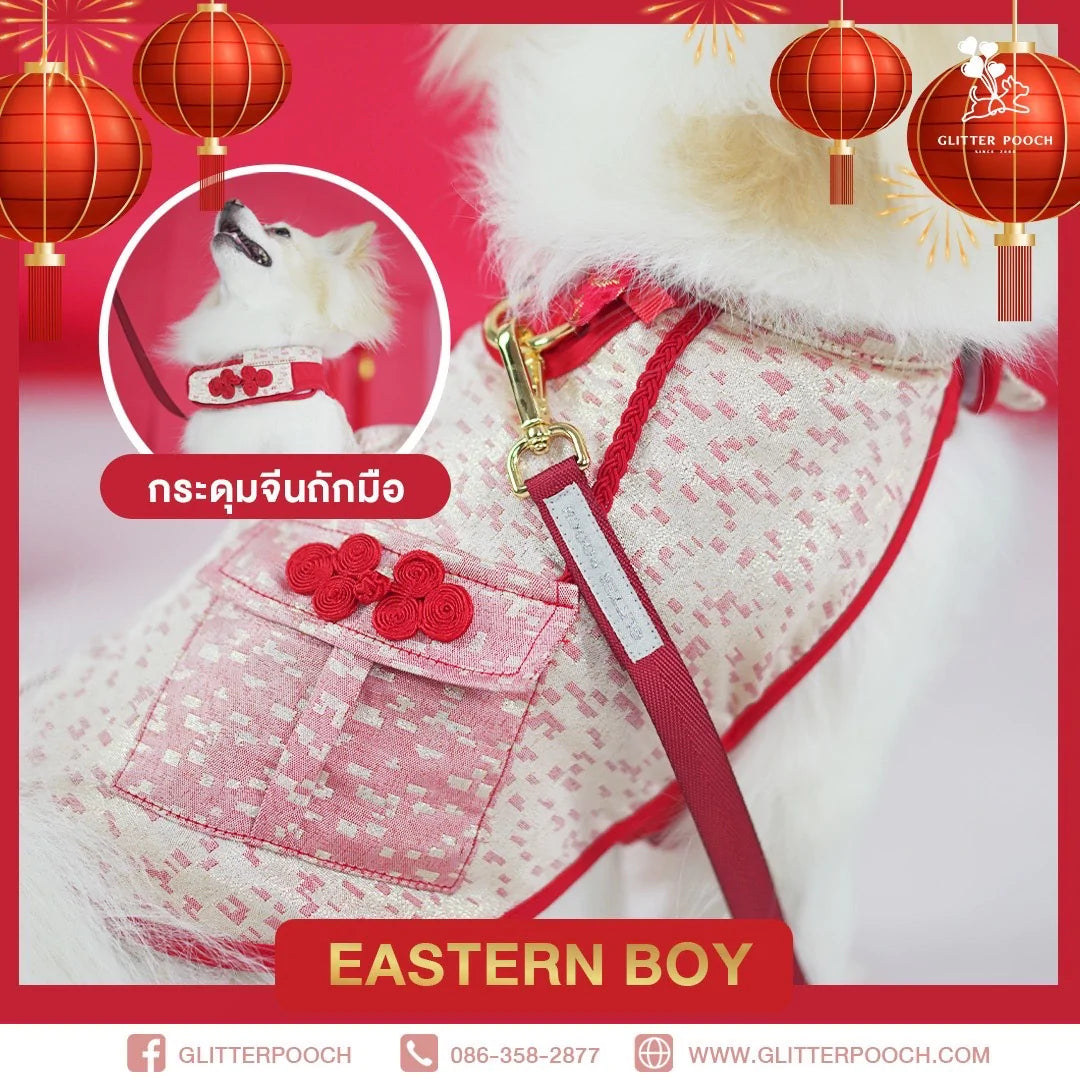 Glitter Pooch Harness ชุดรัดอก สายจูง เสื้อผ้า สุนัข, หมา, แมว, สัตว์เลี้ยง พร้อม สายจูง รุ่น New Eastern Boy