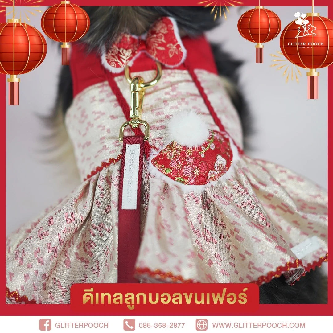 Glitter Pooch Harness ชุดรัดอก สายจูง เสื้อผ้า สุนัข, หมา, แมว, สัตว์เลี้ยง พร้อม สายจูง รุ่น New Eastern Girl